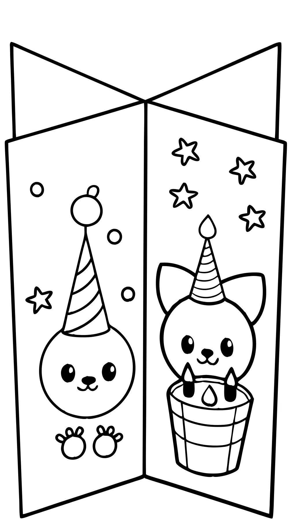 coloring pages foldable printable birthday cards to color